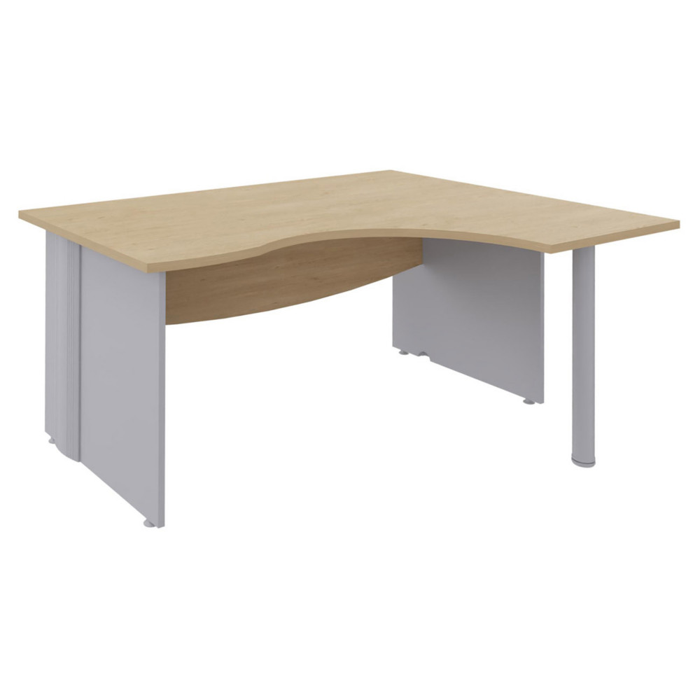 Bureau compact retour  droite Activity - L.160 x P.120 cm - Plateau Chne clair - Pieds pleins Aluminium