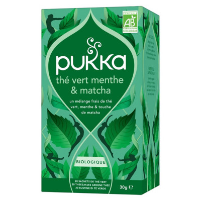 Pukka Thé vert Menthe et Matcha - Biologique et équitable - Boîte de 20 sachets