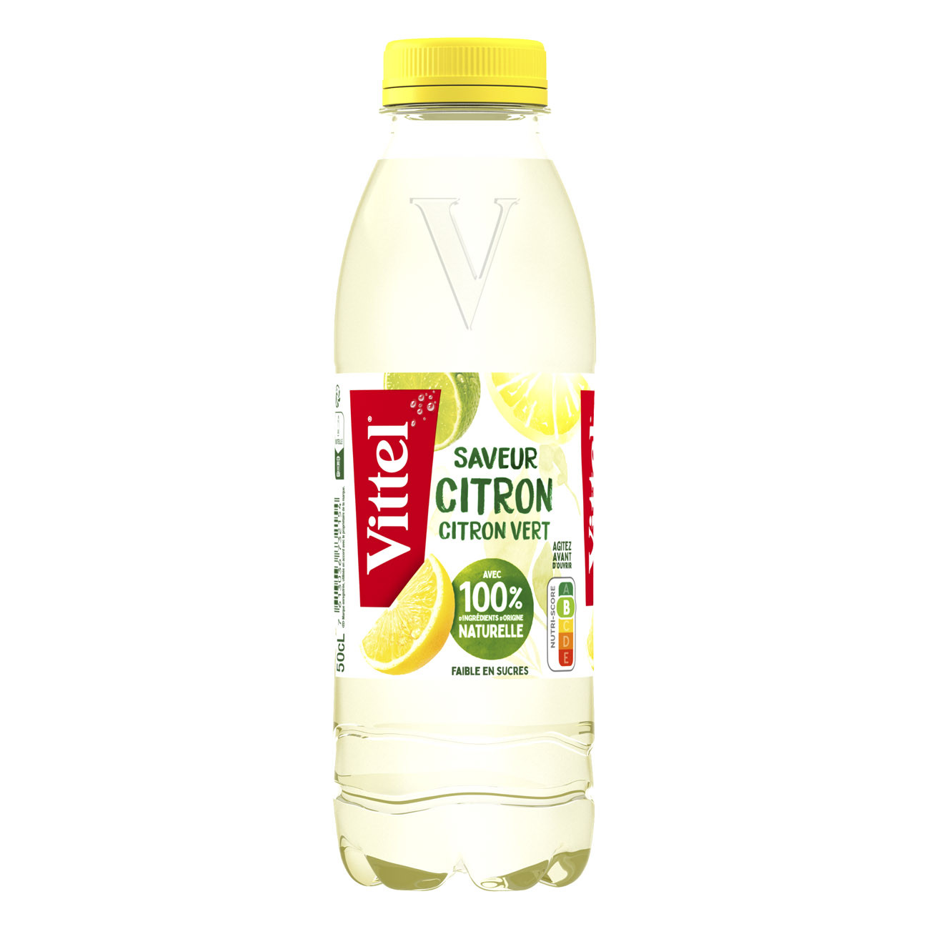 Vittel Up Bio - Eau minérale naturelle aromatisée citron vert - Eau plate - Lot 24 bouteilles PET 50 cl