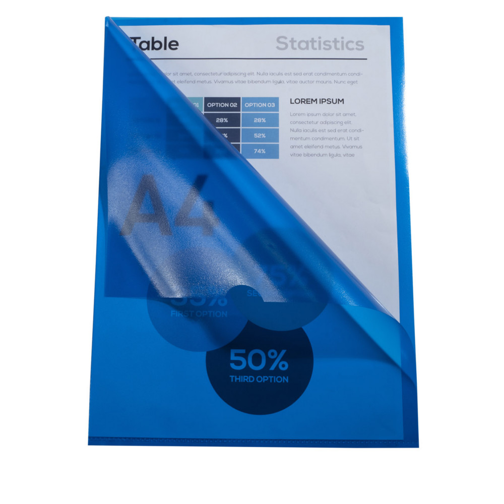 Exacompta Pochettes coin A4 polypropylne grain 12/100 - Bleu translucide - Bote de 10