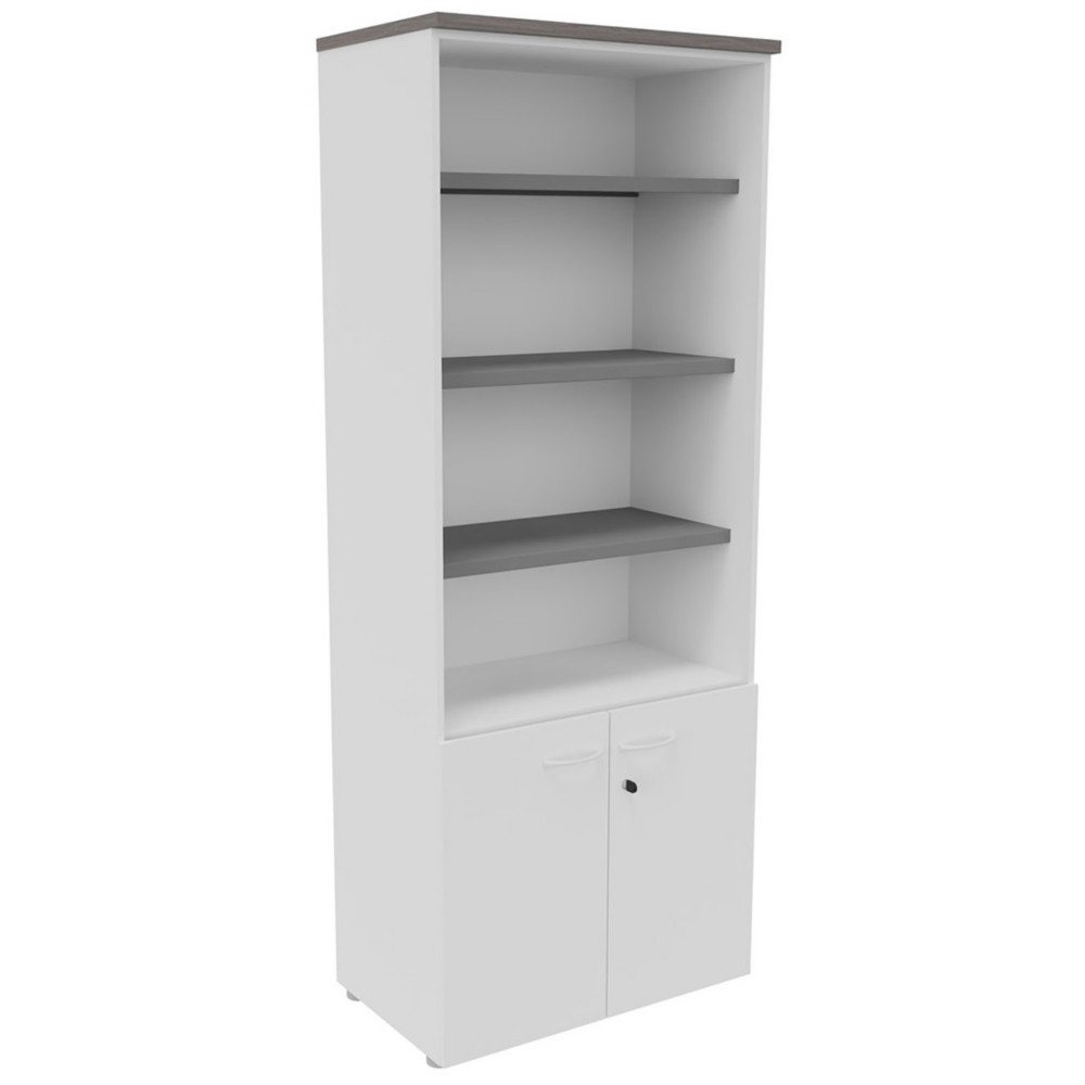 Bibliothque haute NF Environnement portes basses H.203 cm x L.80 cm blanche - Top Cdre
