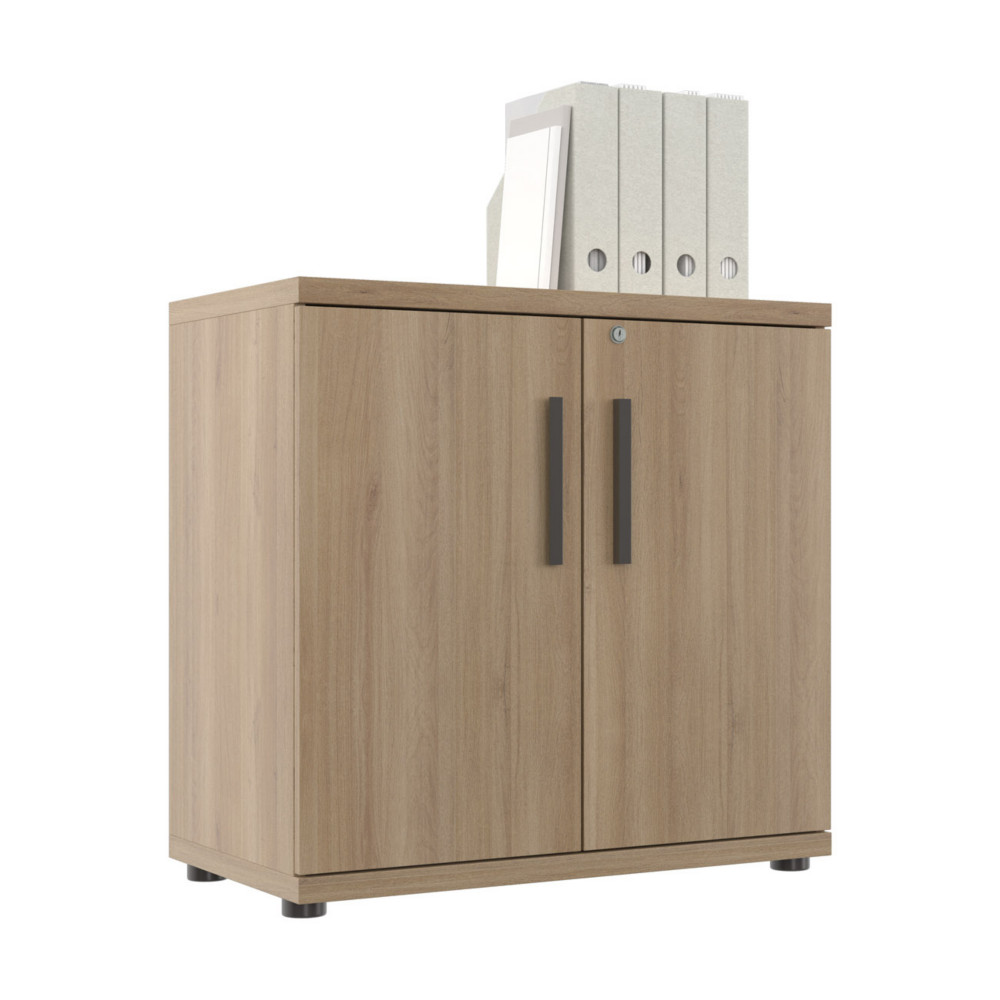 Meuble de rangement bas Osiris - L.80 x P.45 x H.78 cm - 2 portes - Chne Bocage