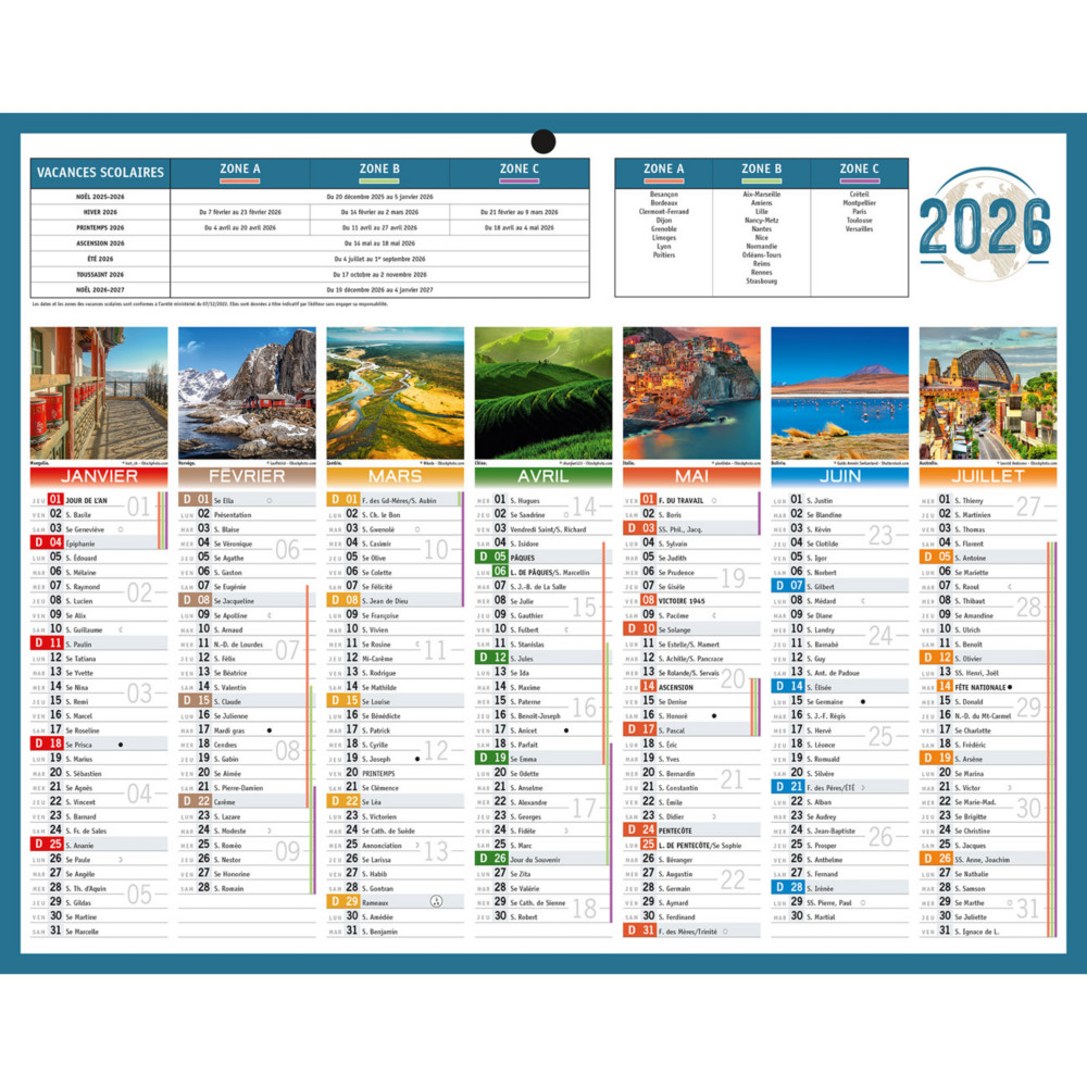 Bouchut Calendrier bancaire Plante - 21 x 26,5 cm - 2026