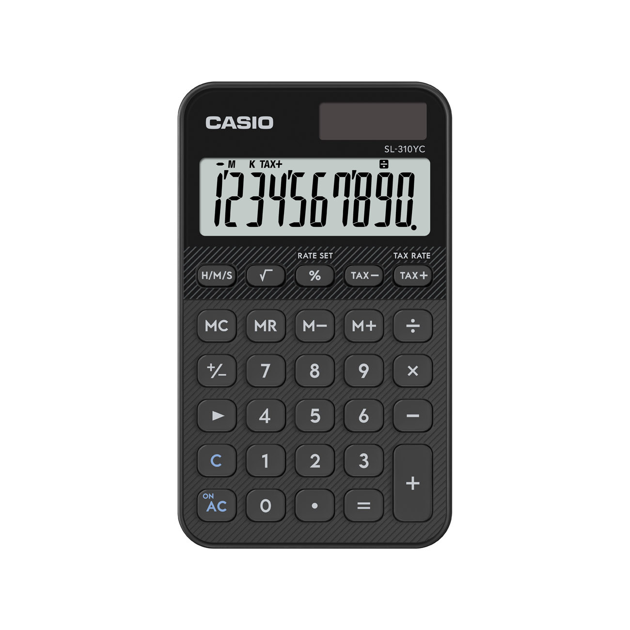 Casio Calculatrice de poche SL-310YC - 10 chiffres - Grand écran - Etui de protection inclus - Noir