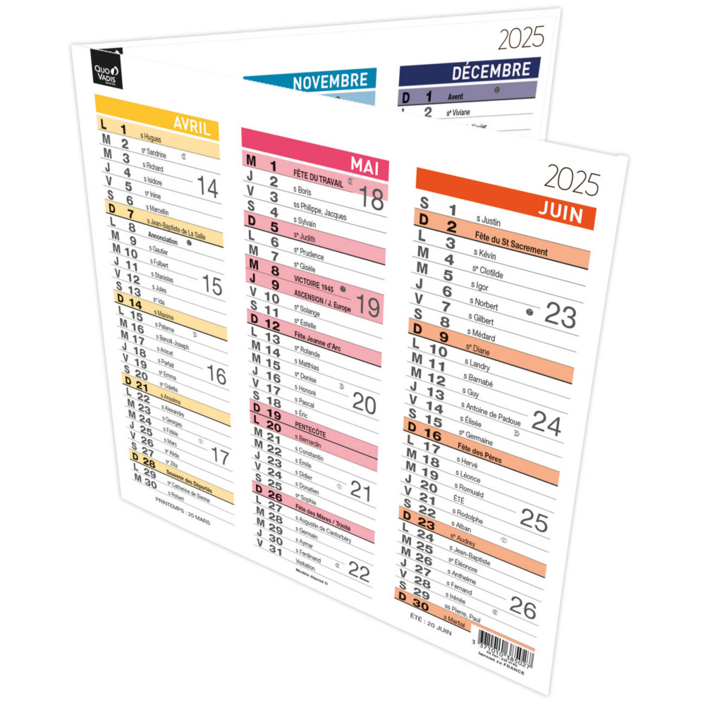 Quo Vadis Calendrier Origami 13 - 26 x 13 cm - Arc-en ciel - 2026