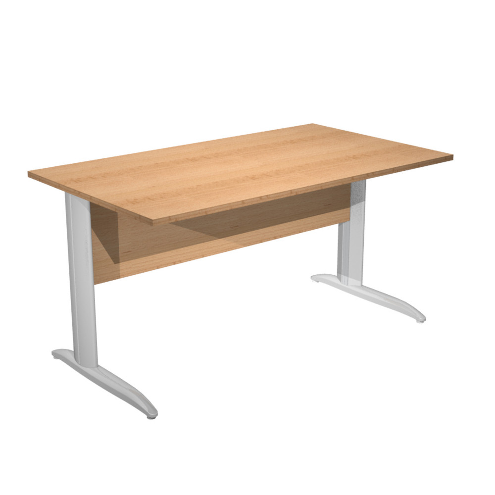 Bureau droit Pronto Mtal - L.140 x P.80 cm - Plateau Htre - Pieds L Chrome