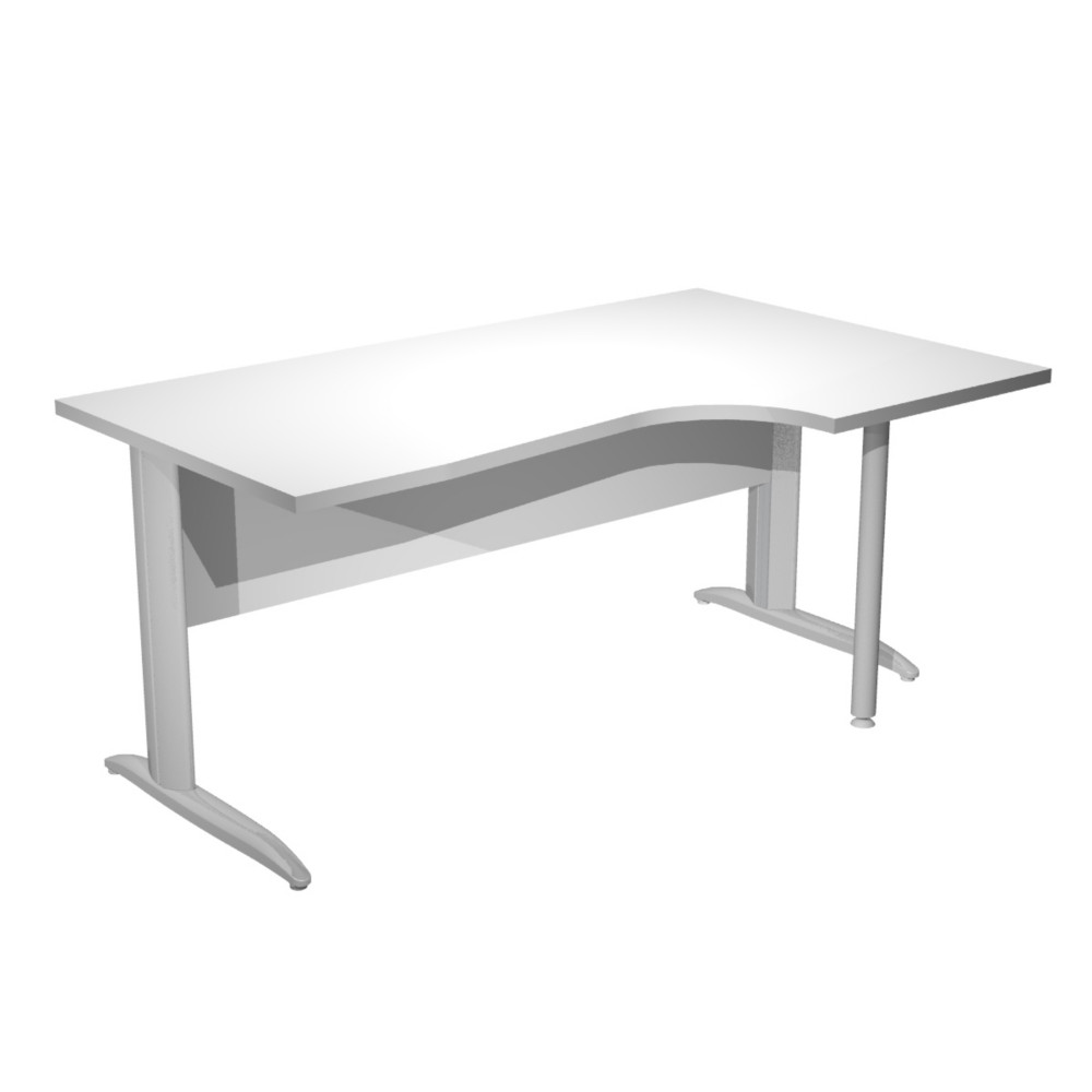 Bureau d'angle compact retour  droite Pronto Mtal - L.160 x P.100 cm - Plateau Blanc - Pieds L Chrome