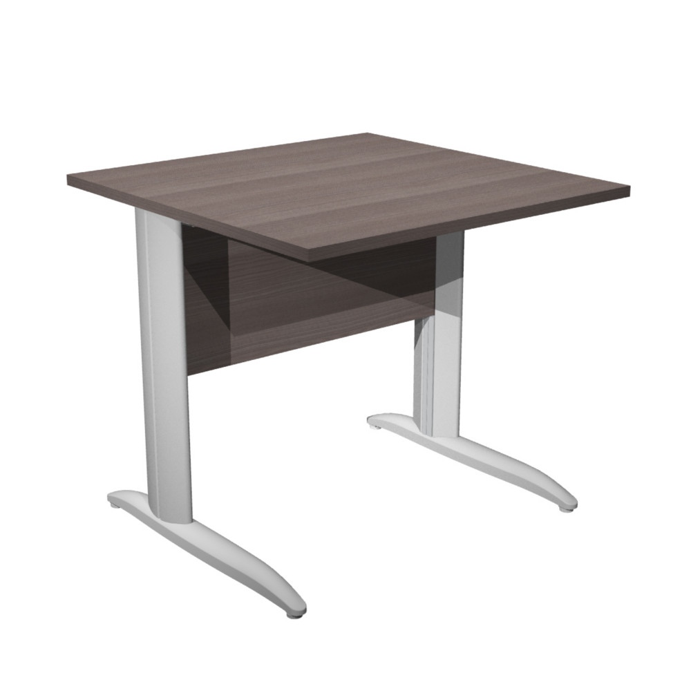 Bureau droit Pronto Mtal - L.80 x P.80 cm - Plateau Cendre - Pieds L Aluminium