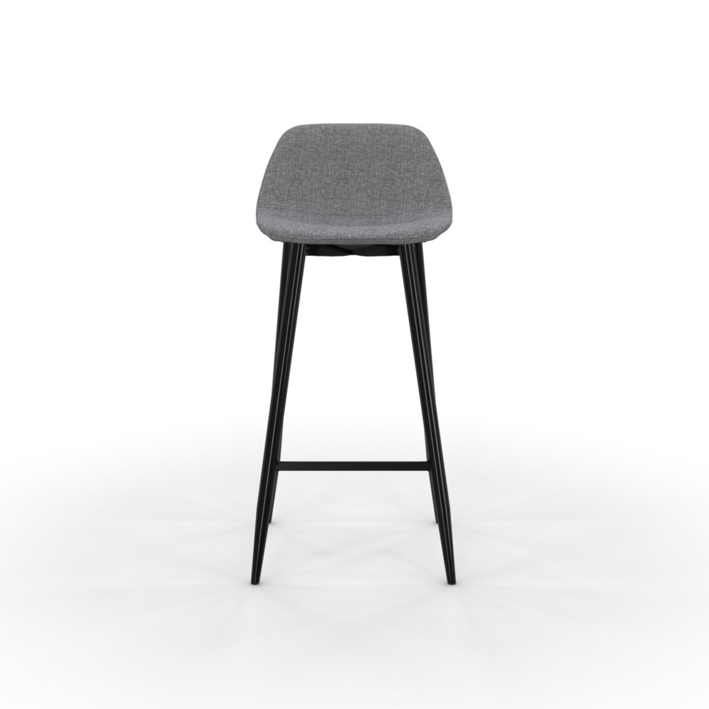 Tabouret MUST - Pitement acier noir - Assise tissu 100% polyester Gris