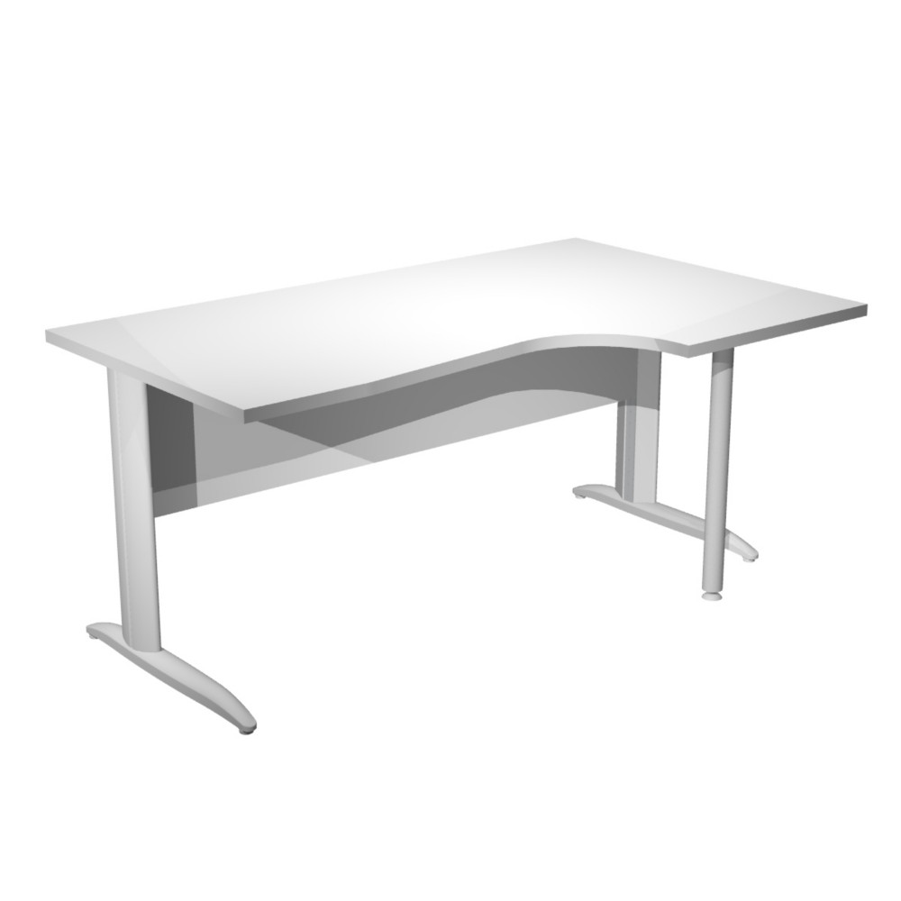 Bureau d'angle compact retour  droite Pronto Mtal - L.160 x P.100 cm - Plateau Blanc - Pieds L Blanc