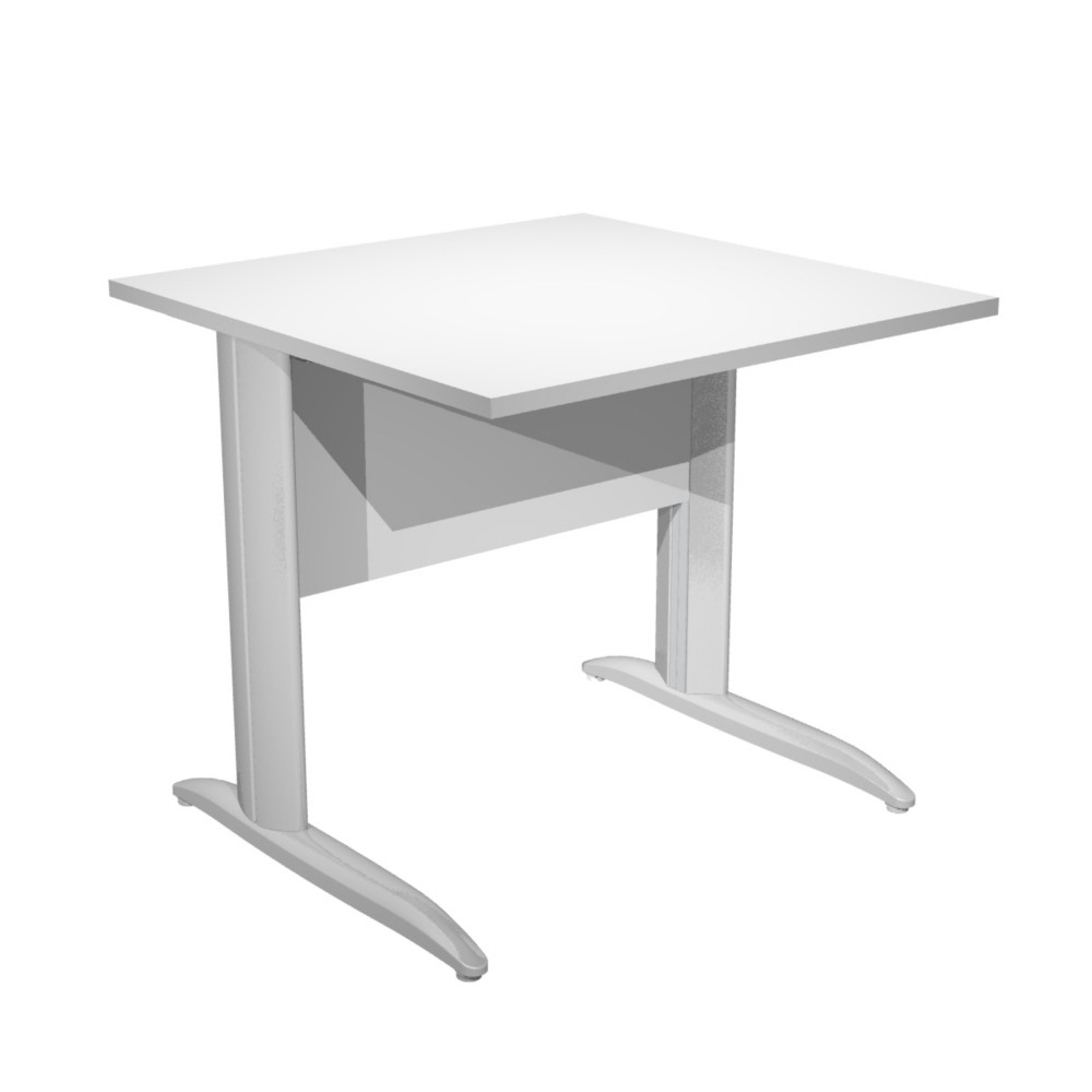 Bureau droit Pronto Mtal - L.80 x P.80 cm - Plateau Blanc - Pieds L Chrome