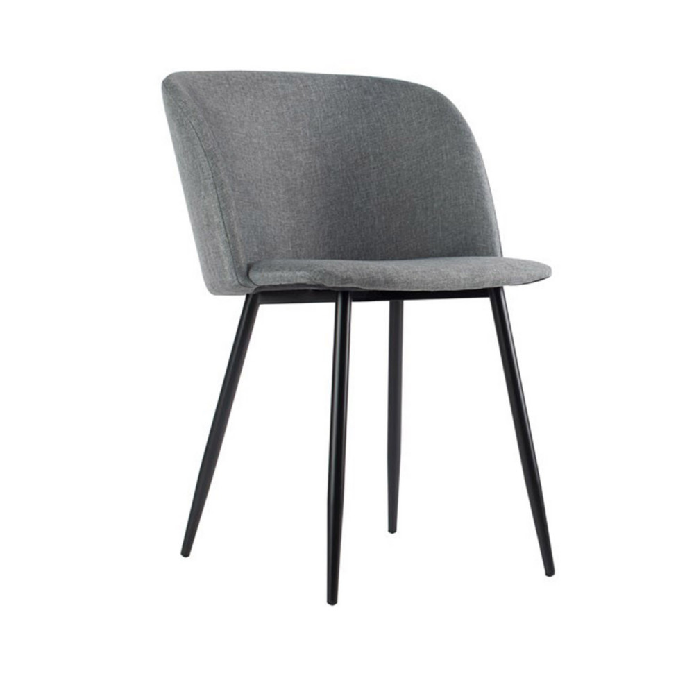 Fauteuil MUST en tissu 100% polyester - Pieds acier Noir - Tissu Gris