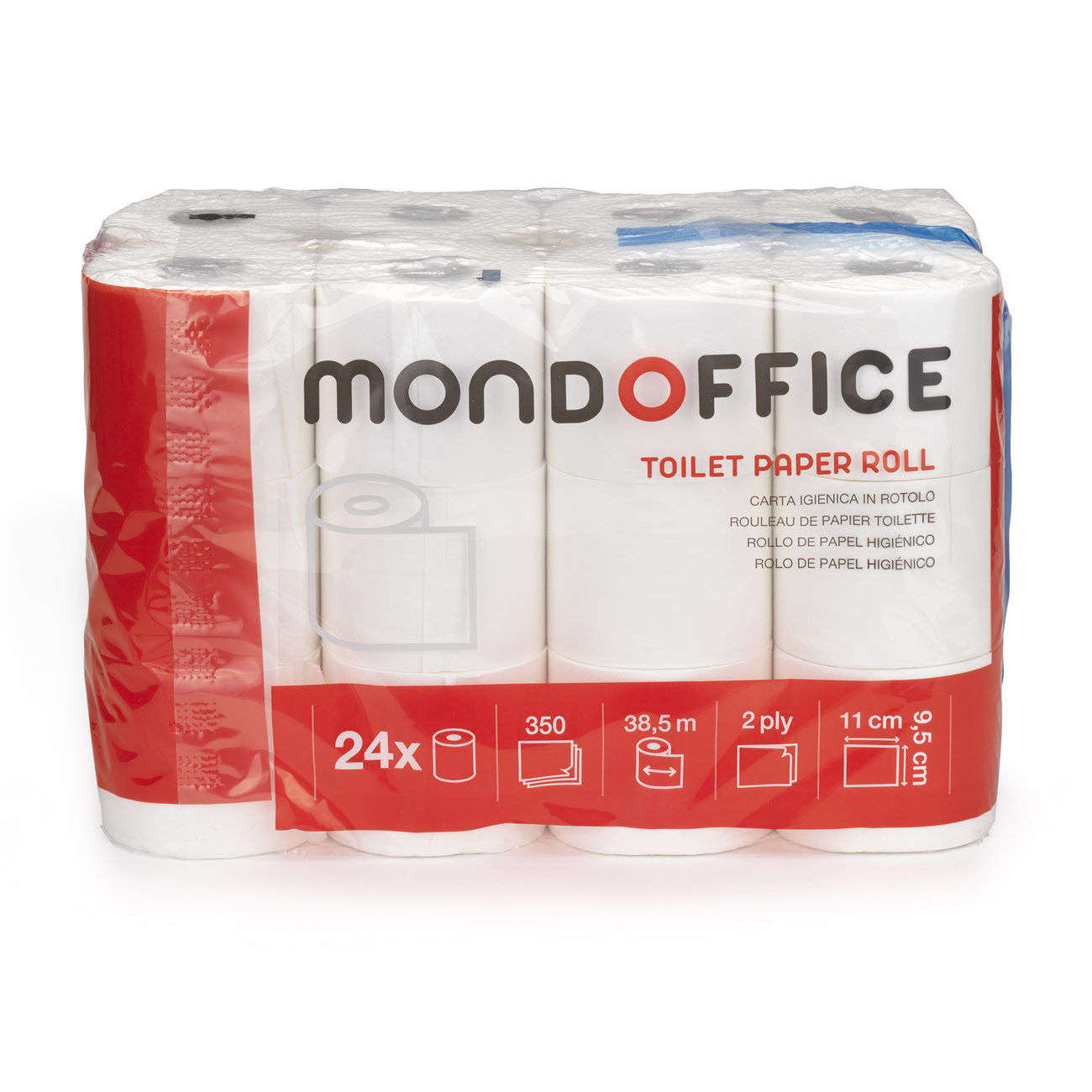 MONDOFFICE Papier toilette double épaisseur gaufré  94 mm Blanc -  24 rouleaux de 350 feuilles