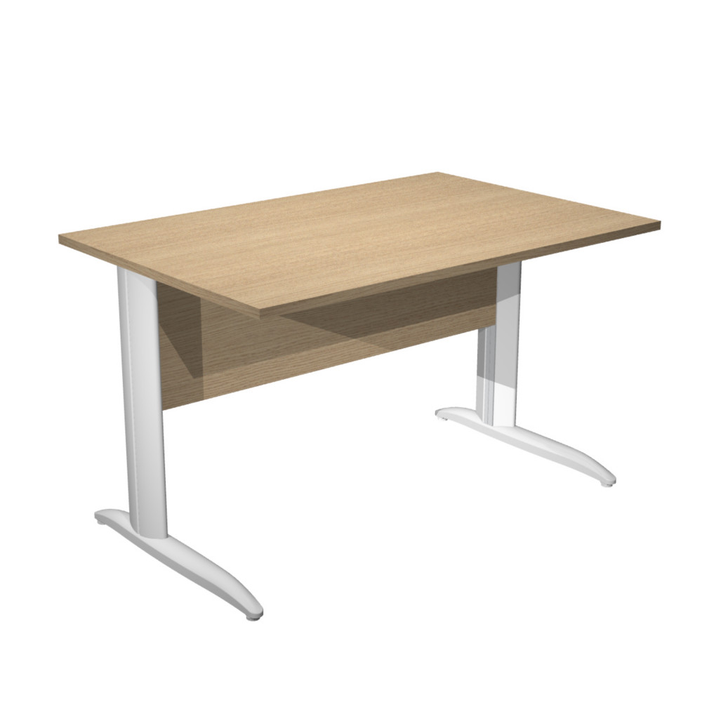 Bureau droit Pronto Mtal - L.120 x P.80 cm - Plateau Chne - Pieds L Blanc