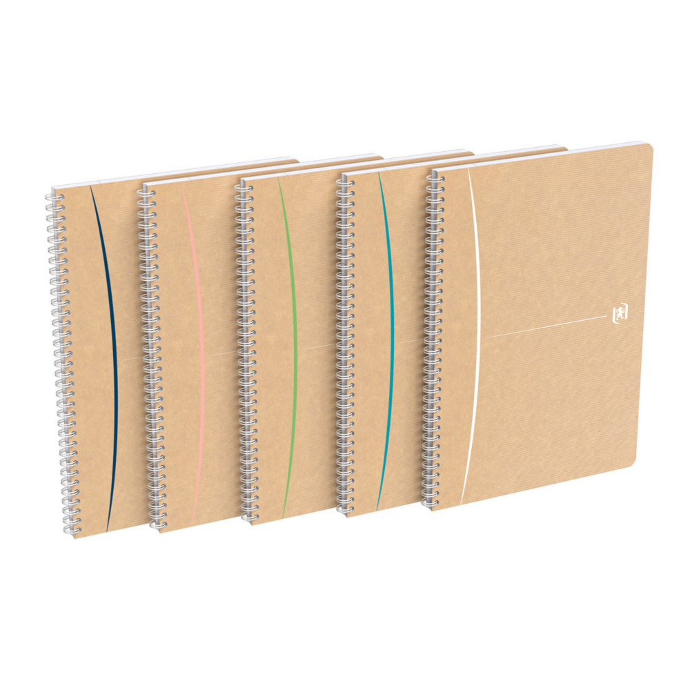 Oxford Cahier  spirale Touareg A4 21 x 29,7 cm - 90g - Papier recycl - Petits carreaux 5x5 - 180 pages