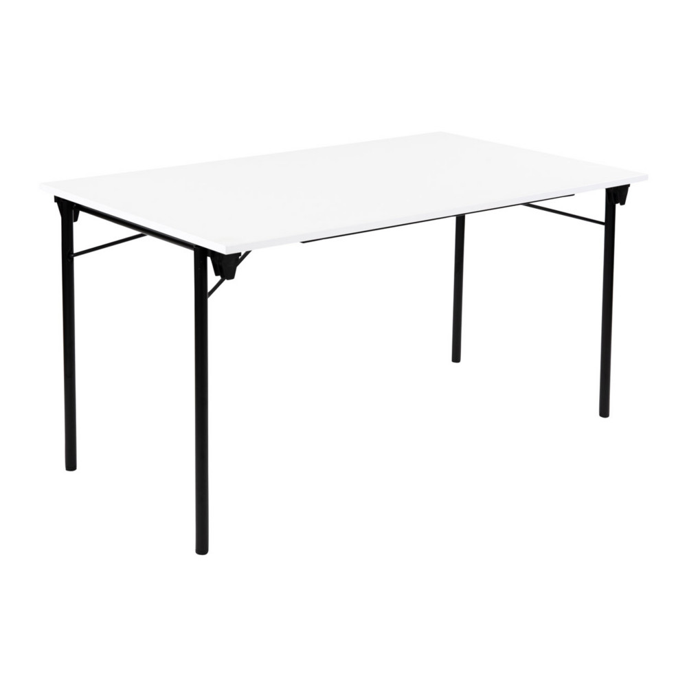 Table pliante Budget multiples usages rectangle L. 140 x P. 80 cm - Plateau Blanc - pieds Noir