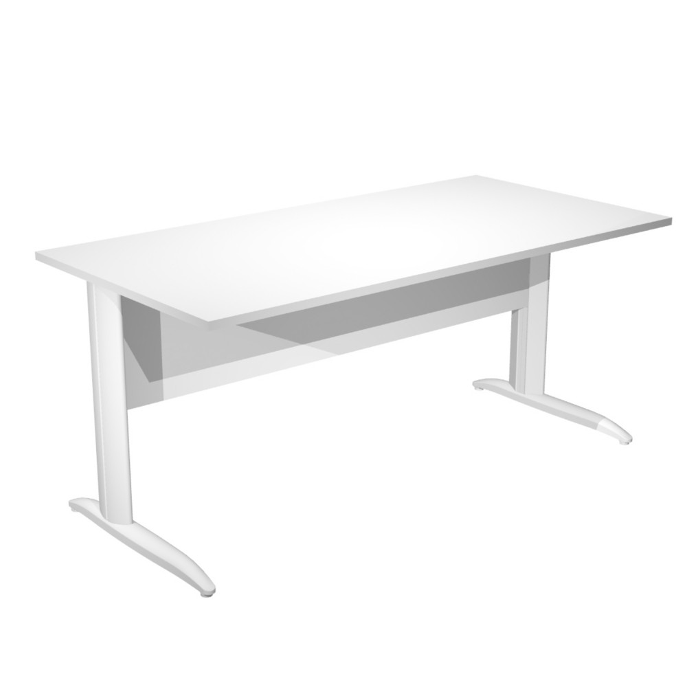 Bureau droit Pronto Mtal - L.160 x P.80 cm - Plateau Blanc - Pieds L Blanc