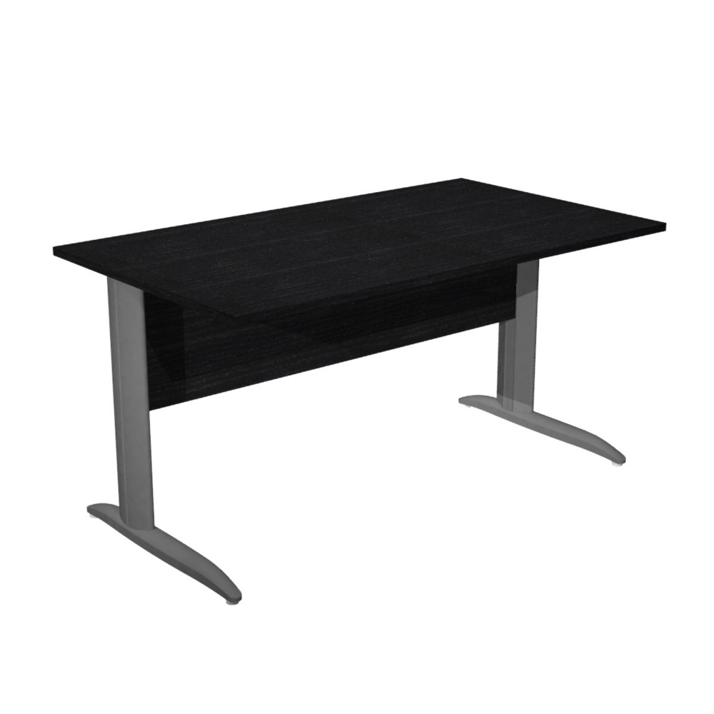 Bureau droit Pronto Mtal - L.140 x P.80 cm - Plateau Noir - Pieds L Anthracite