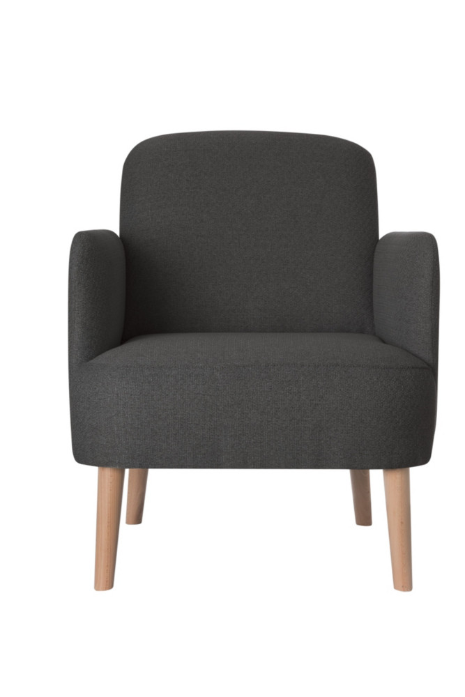 Fauteuil d'accueil Brooks Pieds htre Tissu anthracite