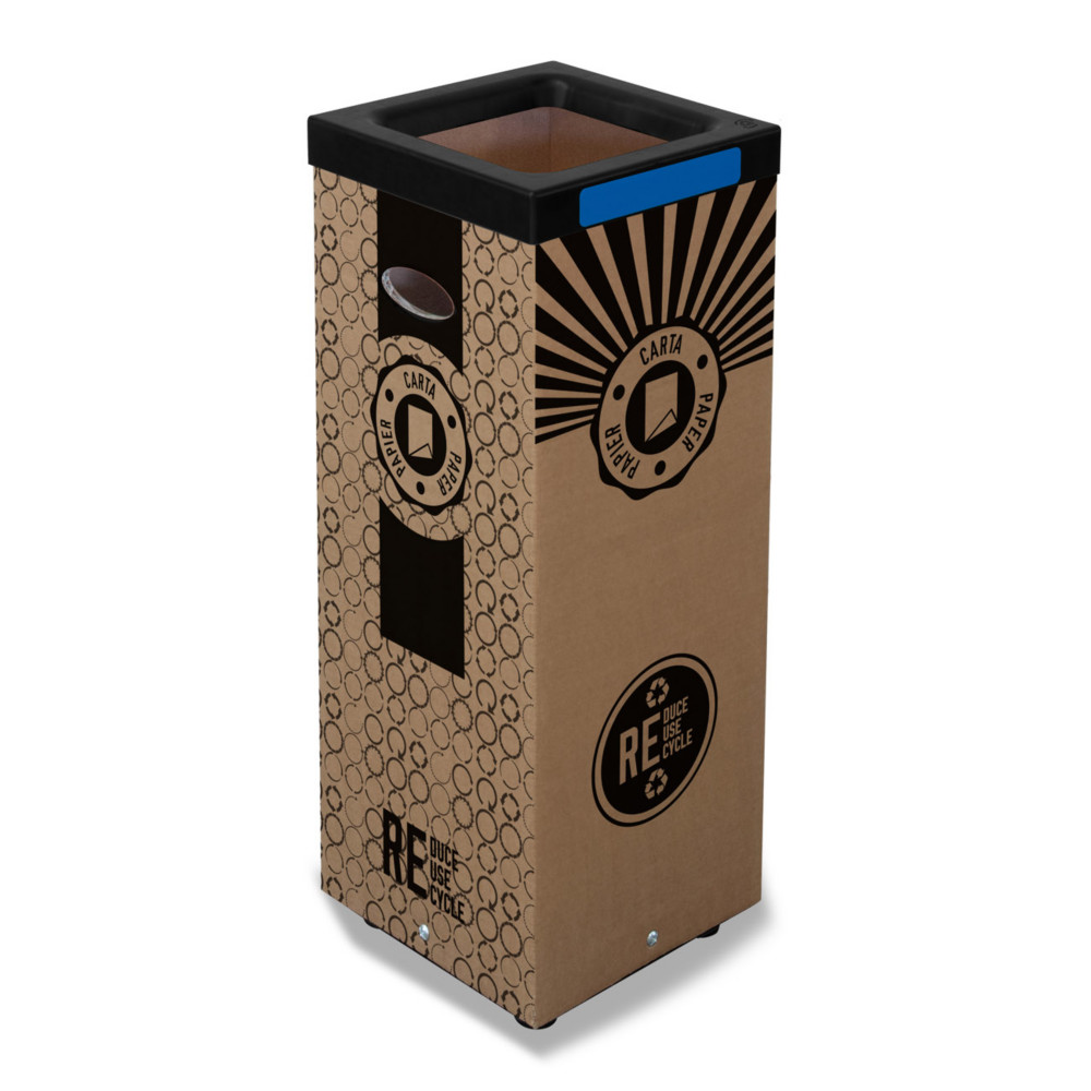 Poubelle carton 60l pour recyclage du papier   Couvercle mtal bleu
