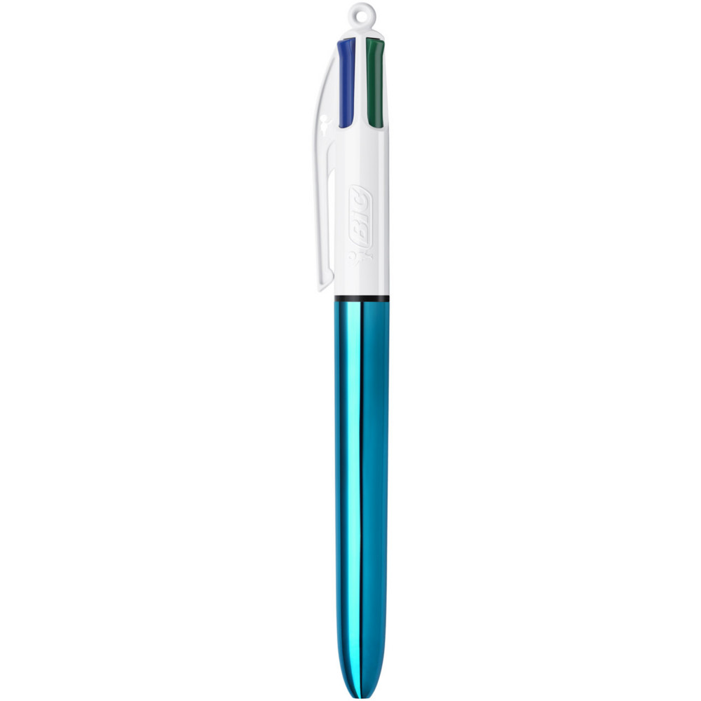 BIC 4 couleurs Shine Stylo bille rtractable pointe moyenne 1 mm - Corps Bleu Mtal