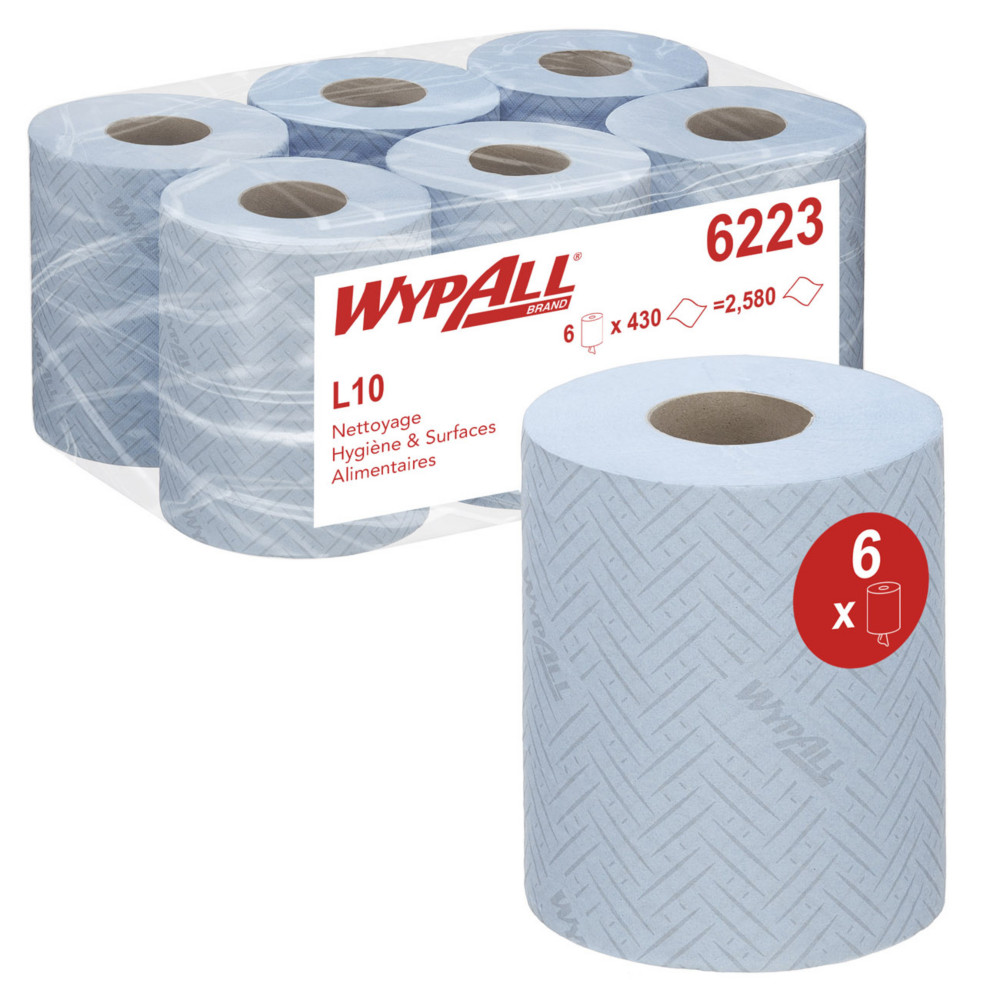Wypall Reach - Papier d'essuyage  dvidage central feuille  feuille - 6223 - Bleu - Bobine de 163 m