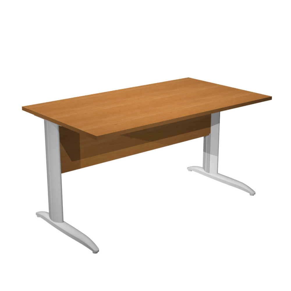 Bureau droit Pronto Mtal - L.140 x P.80 cm - Plateau Aulne - Pieds L Aluminium