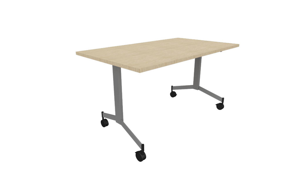 Table mobile rabattable Eureka - L.140 x P.70 cm - Plateau Chne Nebraska - Pieds Aluminium