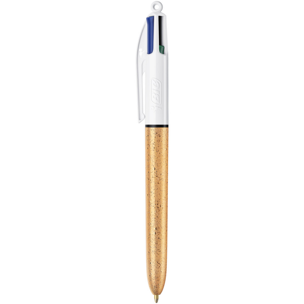BIC 4 couleurs Party Stylo bille rtractable pointe moyenne 1 mm - Corps Dor Givr