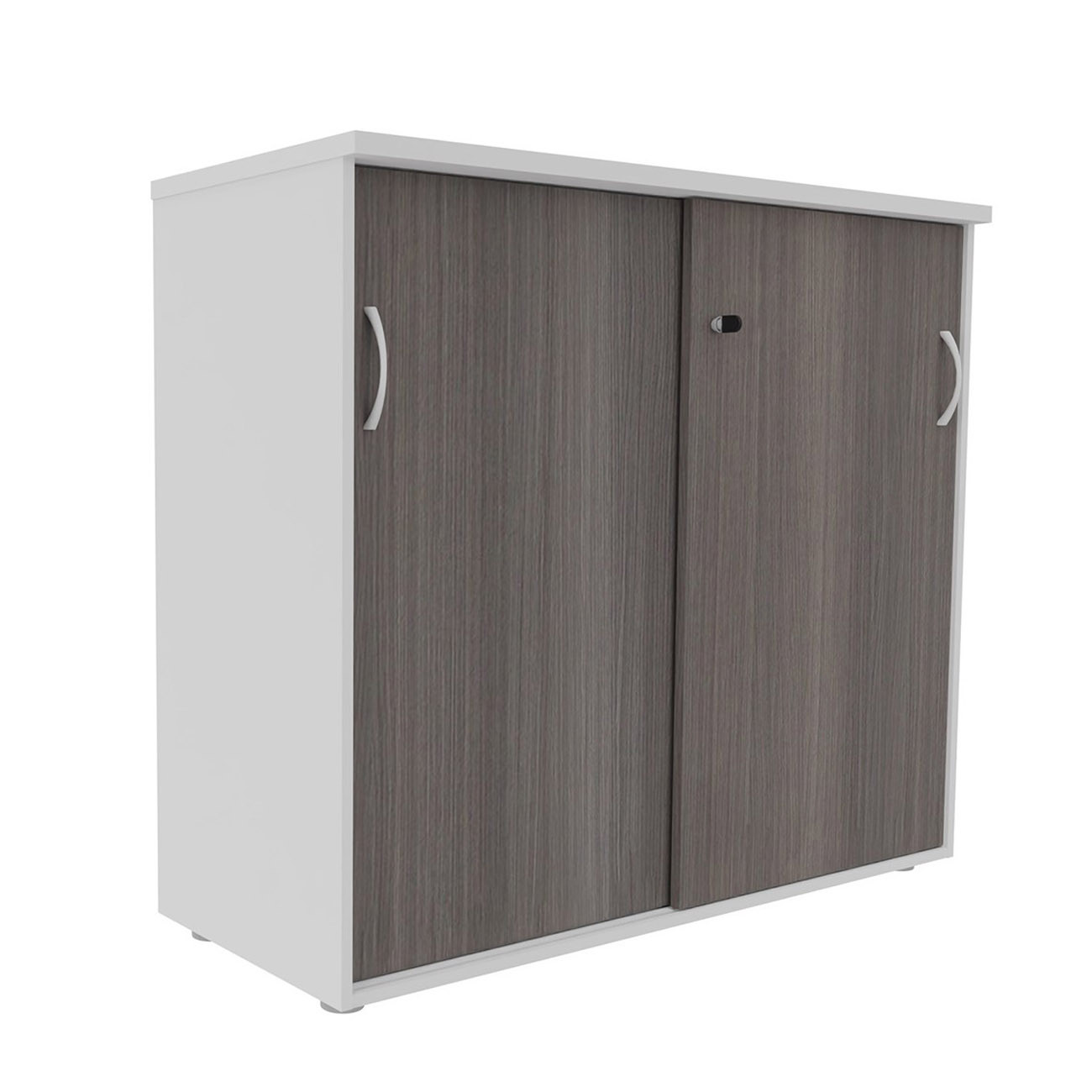 Armoire mi-haute NF Environnement H.104 cm x L.120 cm Blanche - portes coulissantes Cèdre