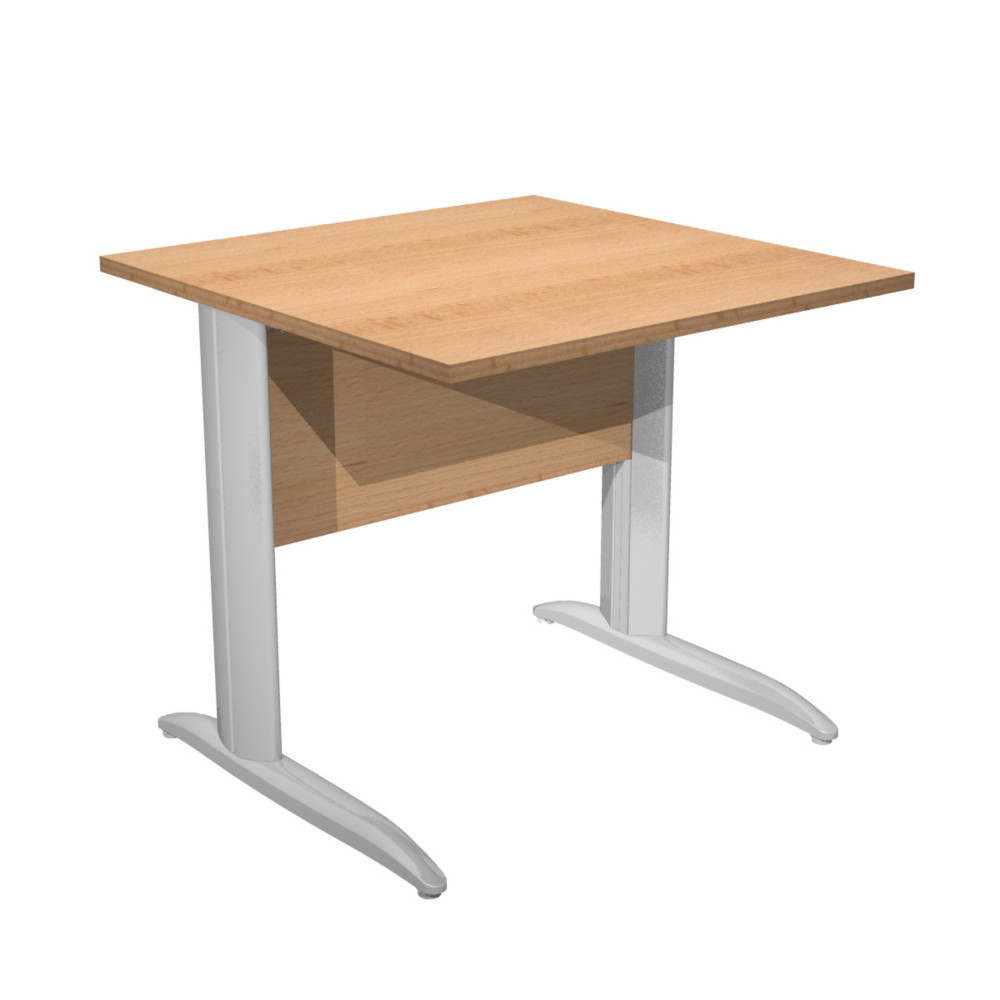 Bureau droit Pronto Mtal - L.80 x P.80 cm - Plateau Htre - Pieds L Chrome