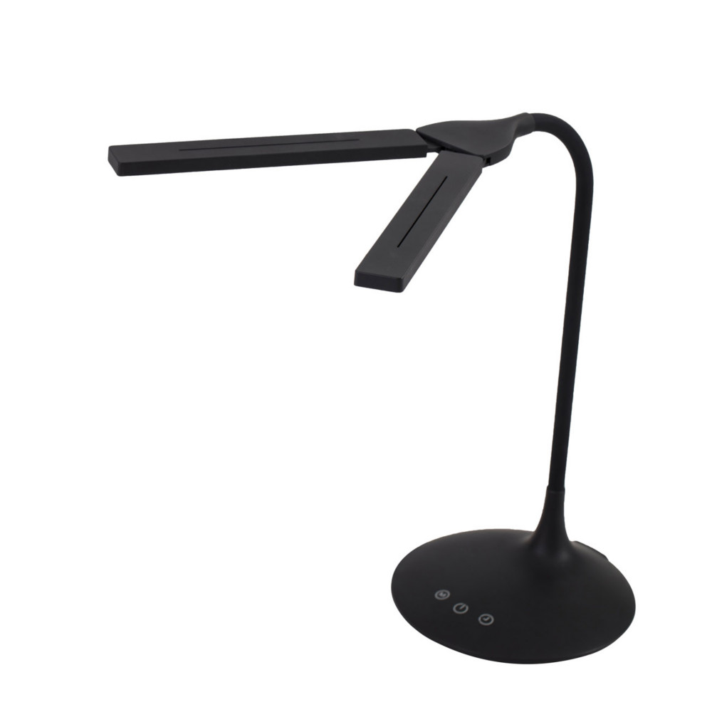 Alba Lampe de bureau Twin - Led intgre - 6W - Rechargeable par USB - 2 ttes orientables - Noir