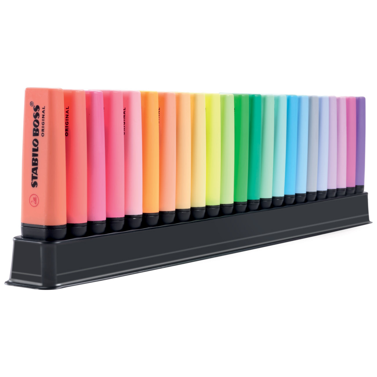 STABILO BOSS ORIGINAL Surligneurs Arty pointe biseautée 2 et 5 mm - Set de bureau de 23 coloris assortis fluos et pastels