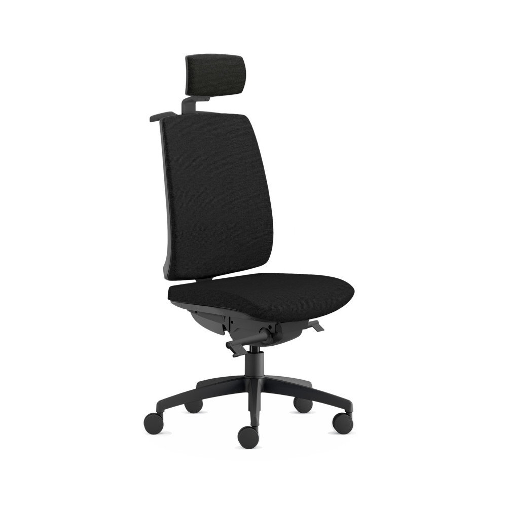 Sige de bureau Tarah avec appui-tte et portemanteau - tissu Noir
