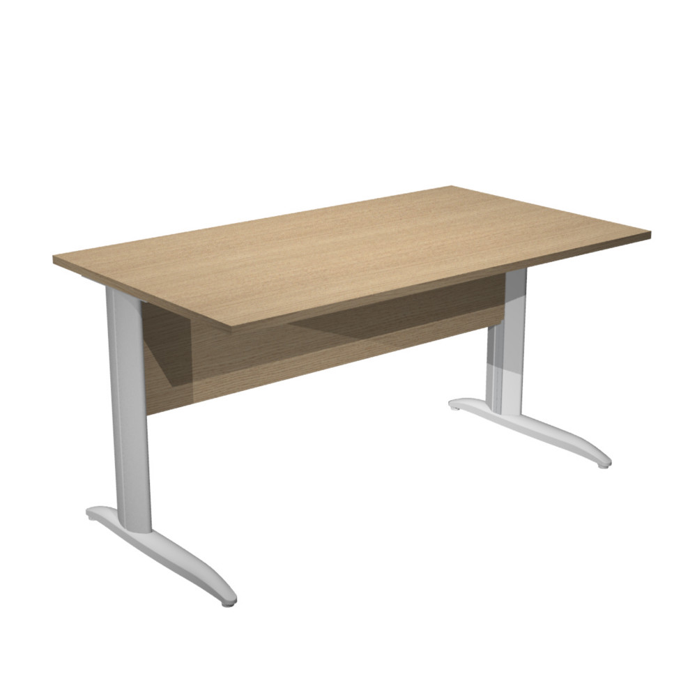 Bureau droit Pronto Mtal - L.140 x P.80 cm - Plateau Chne - Pieds L Aluminium