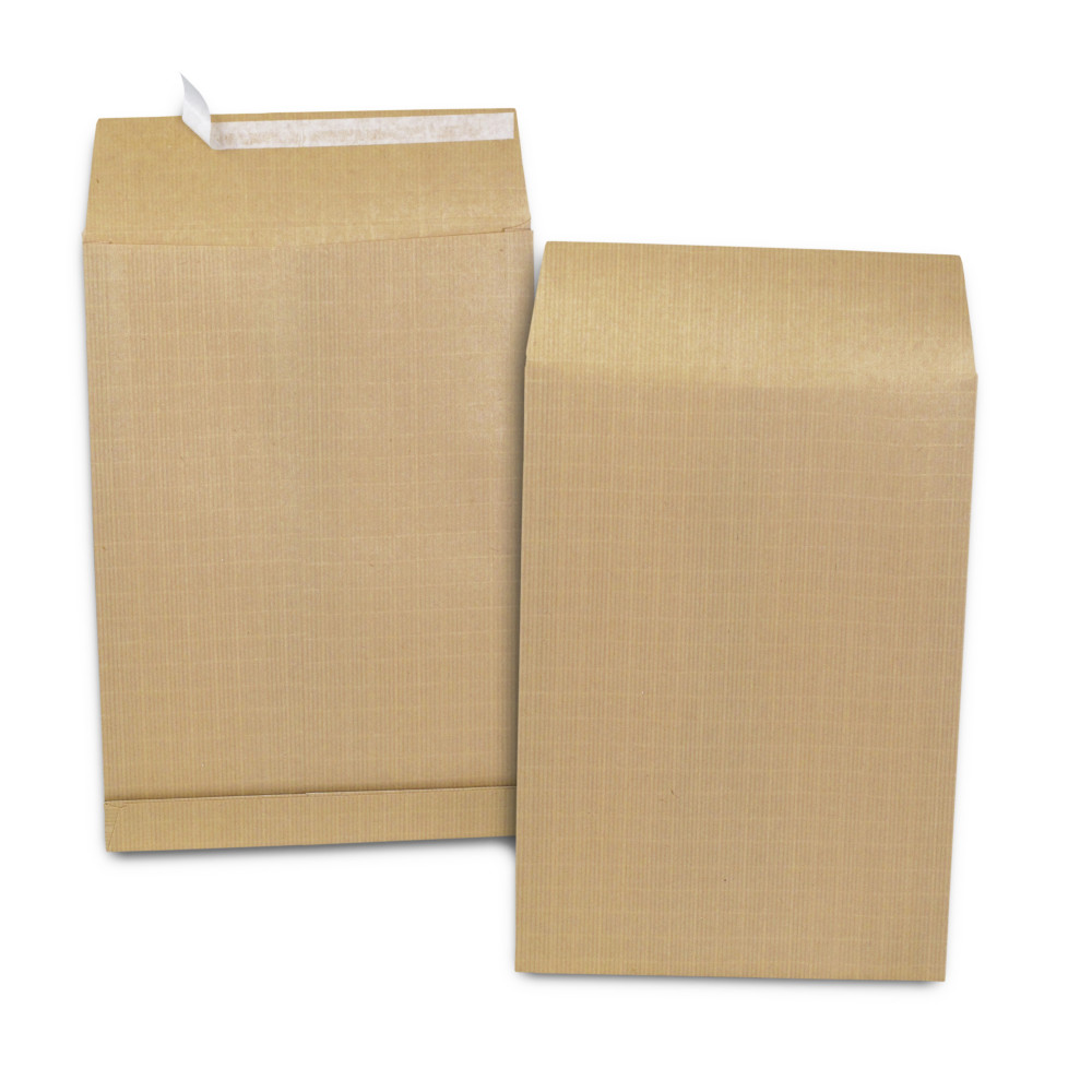 RAJA Pochette kraft brun C4 229 x 324 mm 120g sans fentre - soufflet 5 cm - autocollante bande protectrice - Lot de 50
