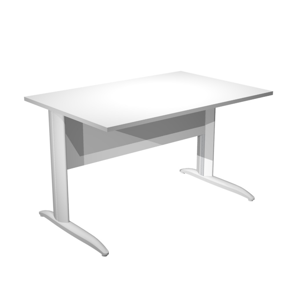 Bureau droit Pronto Mtal - L.120 x P.80 cm - Plateau Blanc - Pieds L Blanc