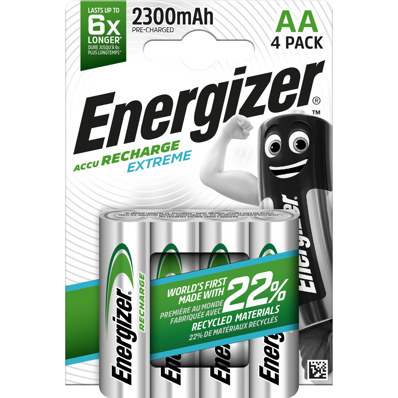 Energizer Pile rechargeable AA / HR6 Extreme - 2300 mAh - Lot de 4