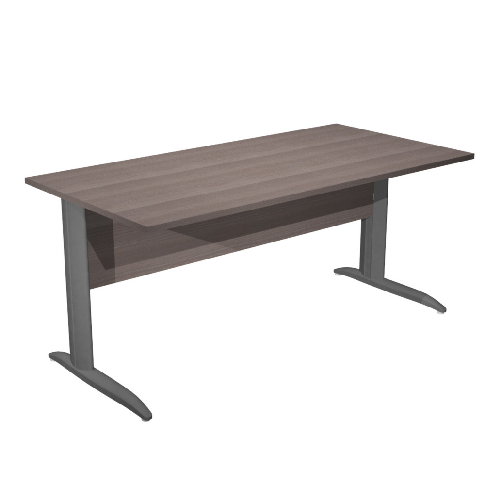 Bureau droit Pronto Mtal - L.160 x P.80 cm - Plateau Cendre - Pieds L Anthracite