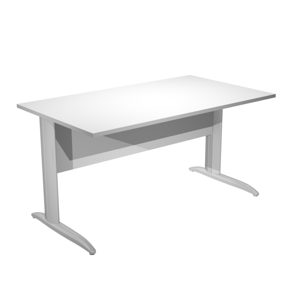 Bureau droit Pronto Mtal - L.140 x P.80 cm - Plateau Blanc - Pieds L Chrome