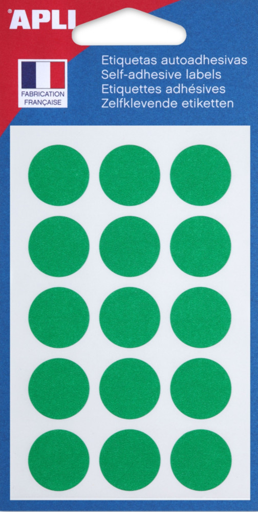 APLI Pastilles adhsives  19 mm - 111965 - Pochette de 90 - Vert