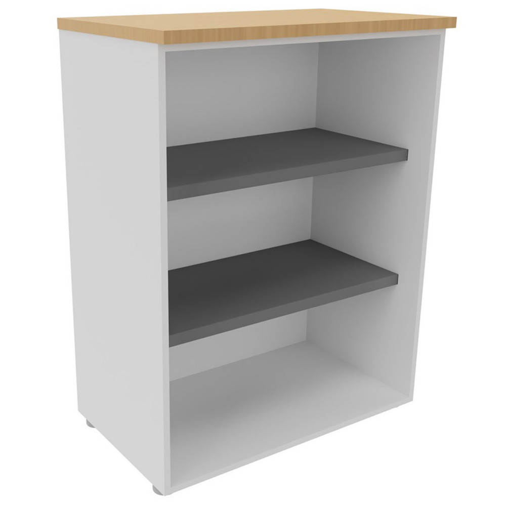 Bibliothque mi-hauteur sans porte L.80 x P.48 x H.104 cm - Corps Blanc - Top Htre