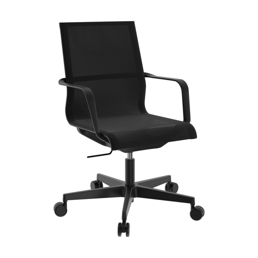 Fauteuil de bureau Ewen Sitness avec accoudoirs - Assise et dossier en maille filet - Noir