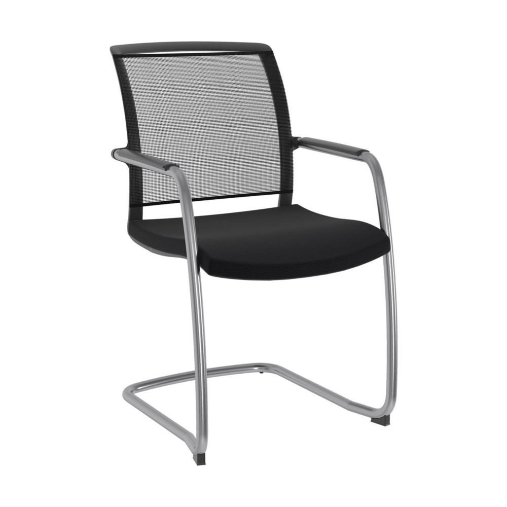 Chaise  de runion & visiteur Bloom maille/tissu Pitement luge  - Noir