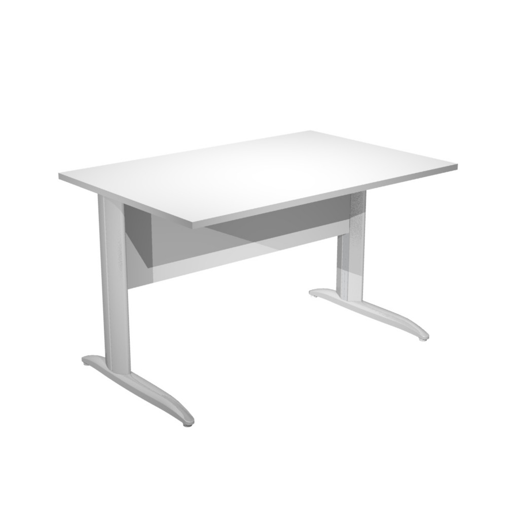 Bureau droit Pronto Mtal - L.120 x P.80 cm - Plateau Blanc - Pieds L Chrome