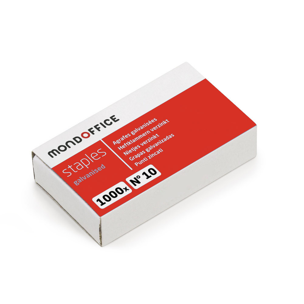 MONDOFFICE+Agrafes+N°10+en+acier+galvanise+-+Capacite+10+feuilles+-+Boite+de+1000