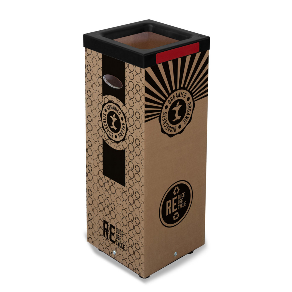 Poubelle carton 60l pour recyclage des biodchets - Couvercle mtal Rouge