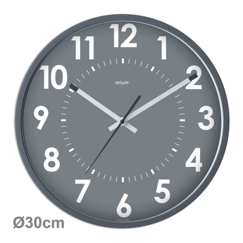 ORIUM Horloge murale silencieuse  quartz, diamtre 30cm - Aluminium
