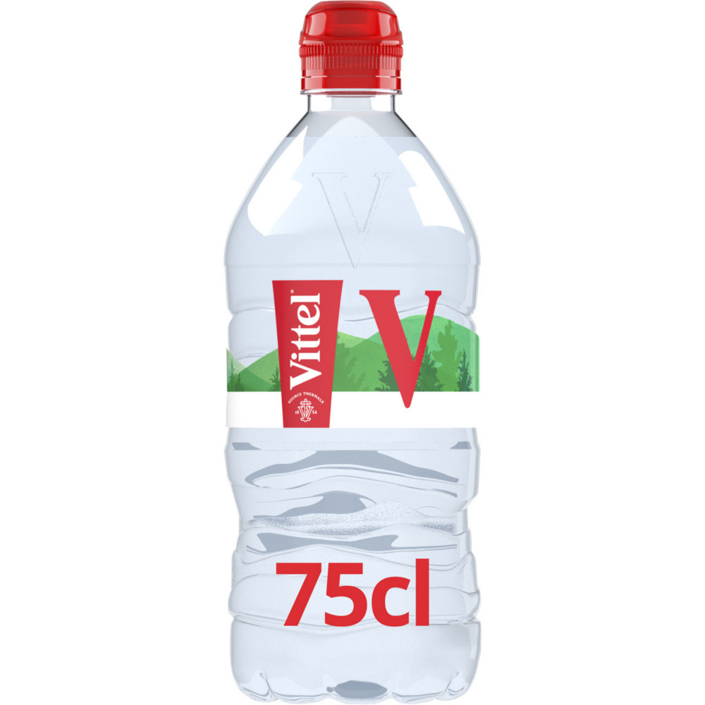 Vittel Eau minrale naturelle bouchon sport - Eau plate - Lot 15 bouteilles 75 cl