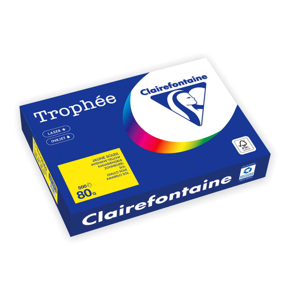 Clairefontaine Papier A4 Trophe - 80 g - 500 feuilles - Jaune Soleil